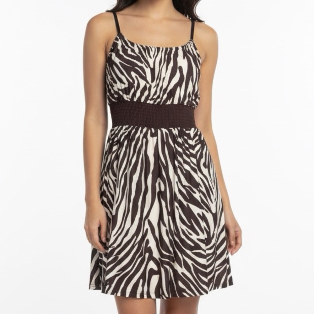 CASUAL LAND Women’s Y2K Zebra Striped Flowy Midi Dress